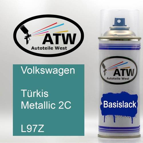 Volkswagen, Türkis Metallic 2C, L97Z: 400ml Sprühdose, von ATW Autoteile West.